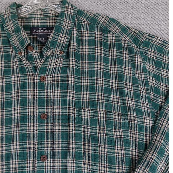 Moose Creek Heavy Linen Shirt Mens XL Green Plaid Button Down Relaxed Outdoors - Picture 6 of 13